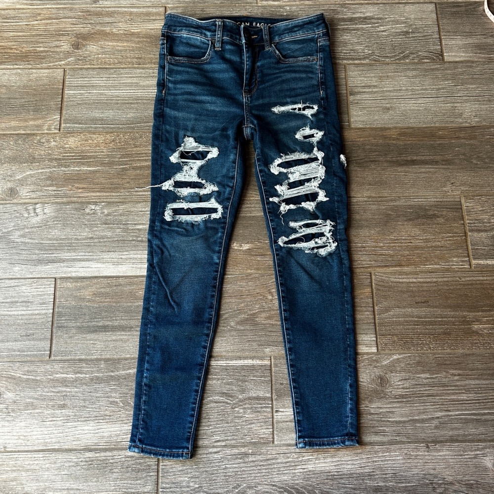 American Eagle Outfitters Womens‎ Size 4 Short High Waisted Ripped Skinny Jeans
